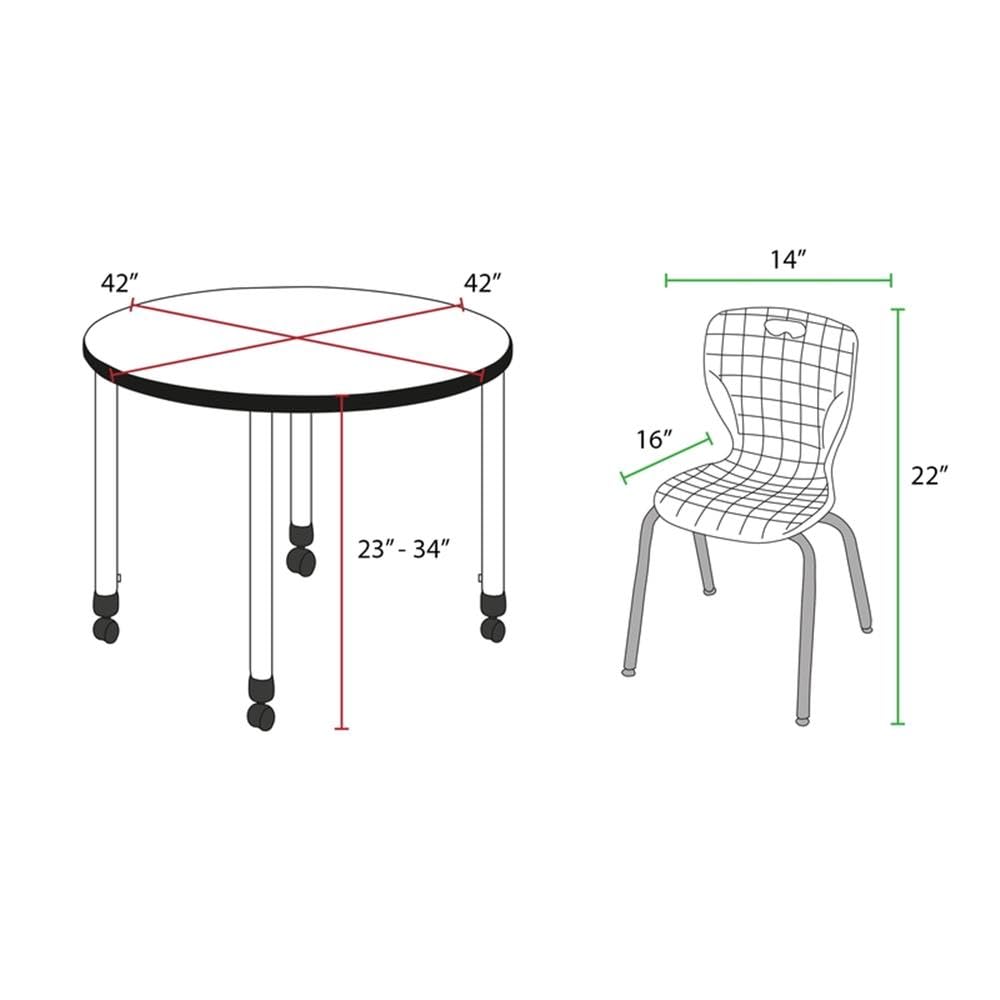 42" Round Mobile Table with 4 Stack Chairs I47904