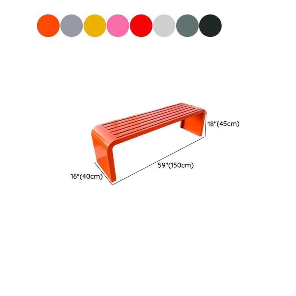 Alloy Stainless Steel Outdoor Bench Red 59" L x 16" W x 18" H U142