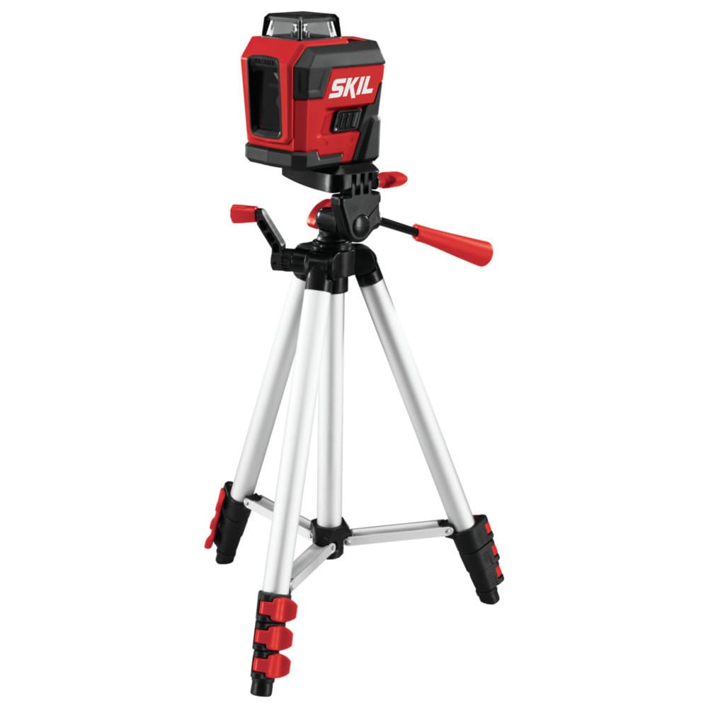 65ft. Red Self-Leveling Cross Line Laser Level with Tripod & Carry Bag X107379