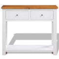 Solid Oak Wood Console Table with Drawers and Shelf W438