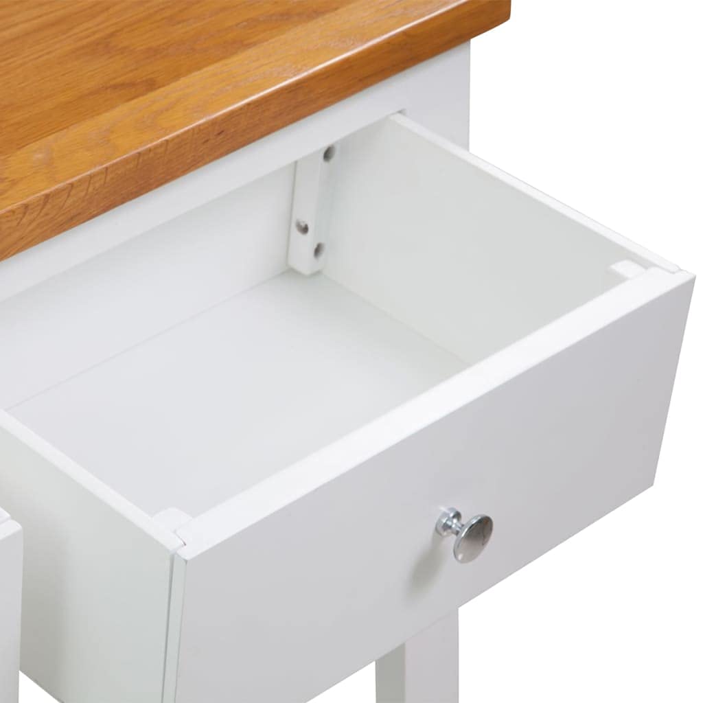 Solid Oak Wood Console Table with Drawers and Shelf W438