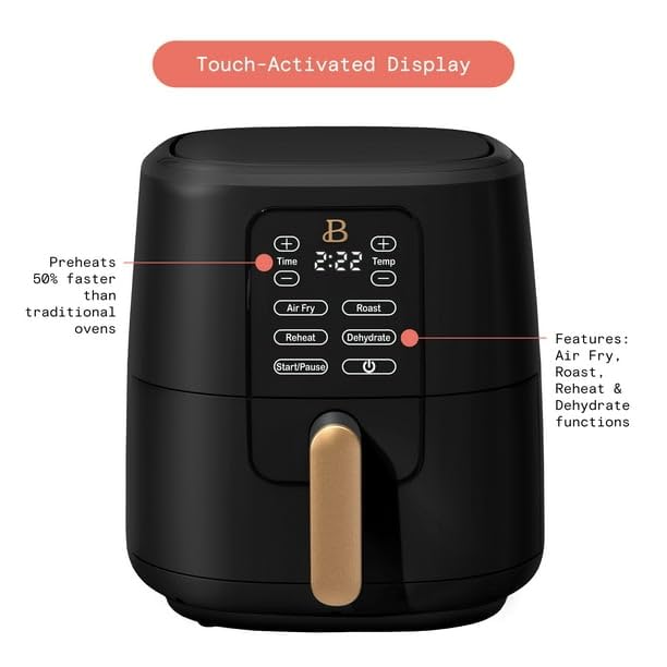 6 Qt Air Fryer with Touch-Activated Display, Black F50322