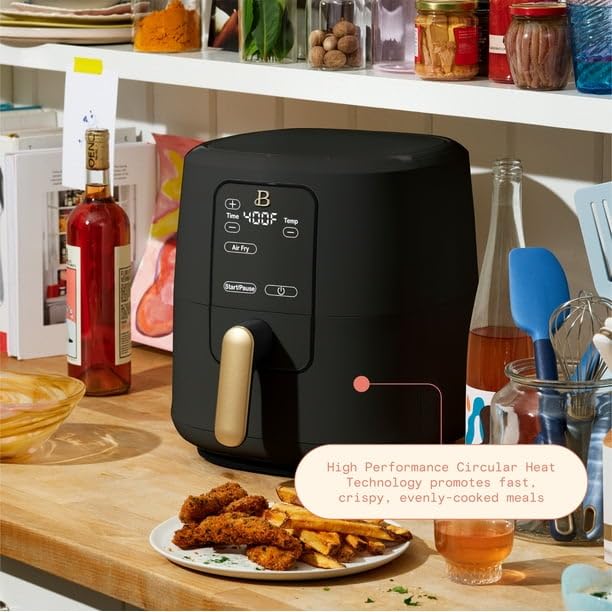 6 Qt Air Fryer with Touch-Activated Display, Black F50322