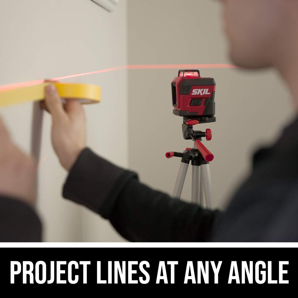 65ft. Red Self-Leveling Cross Line Laser Level with Tripod & Carry Bag X107379