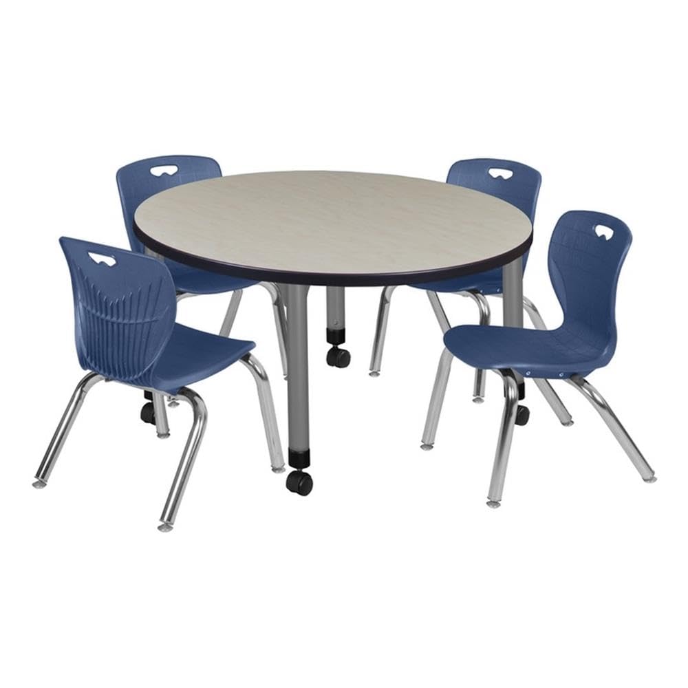 Round Mobile Maple Table with 4 Stack Chairs W436633