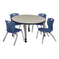 Round Mobile Maple Table with 4 Stack Chairs W436633