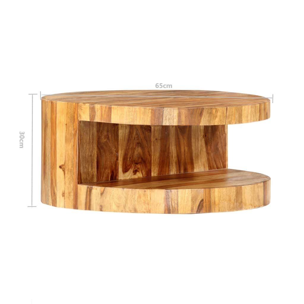 Sheesham Wood Round Coffee Table with Storage Shelf V820