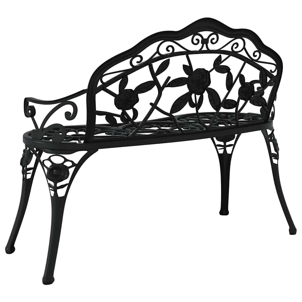 Cast Aluminum Black Patio Bench with Backrest L31225