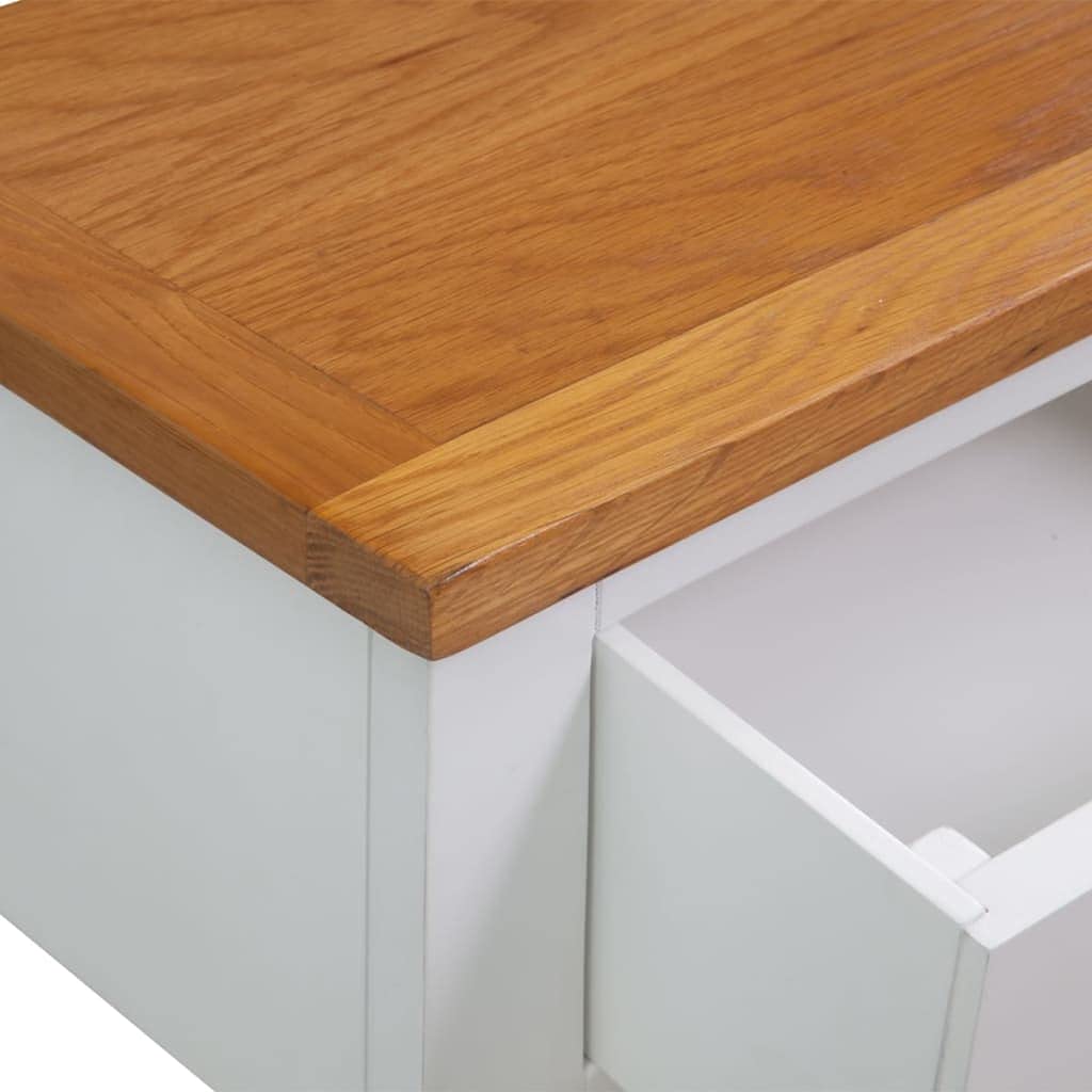 Solid Oak Wood Console Table with Drawers and Shelf W438