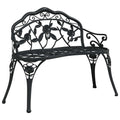 Cast Aluminum Black Patio Bench with Backrest L31225
