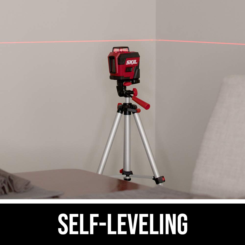 65ft. Red Self-Leveling Cross Line Laser Level with Tripod & Carry Bag X107379