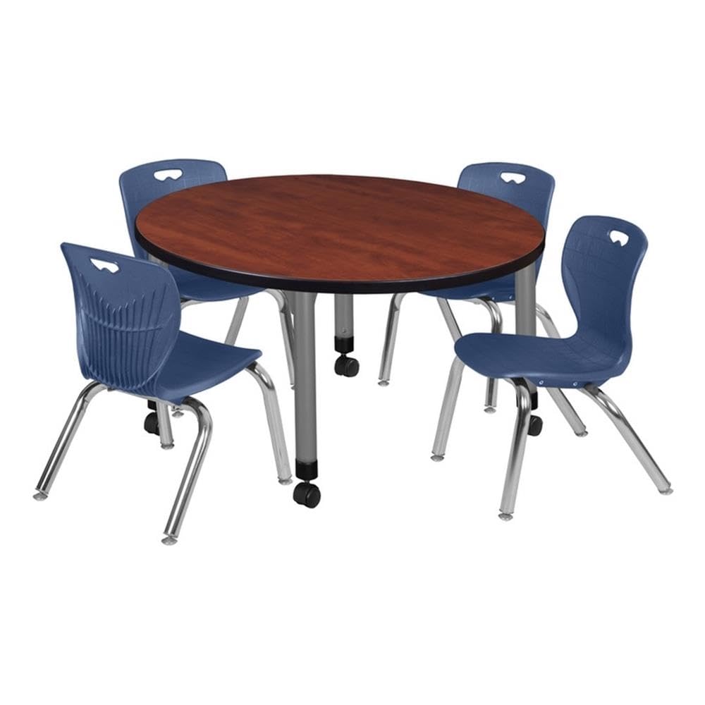 42" Round Mobile Table with 4 Stack Chairs I47904