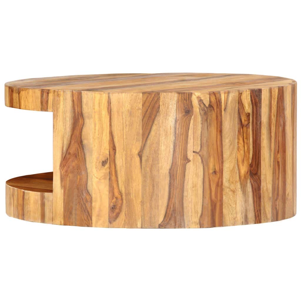 Sheesham Wood Round Coffee Table with Storage Shelf V820