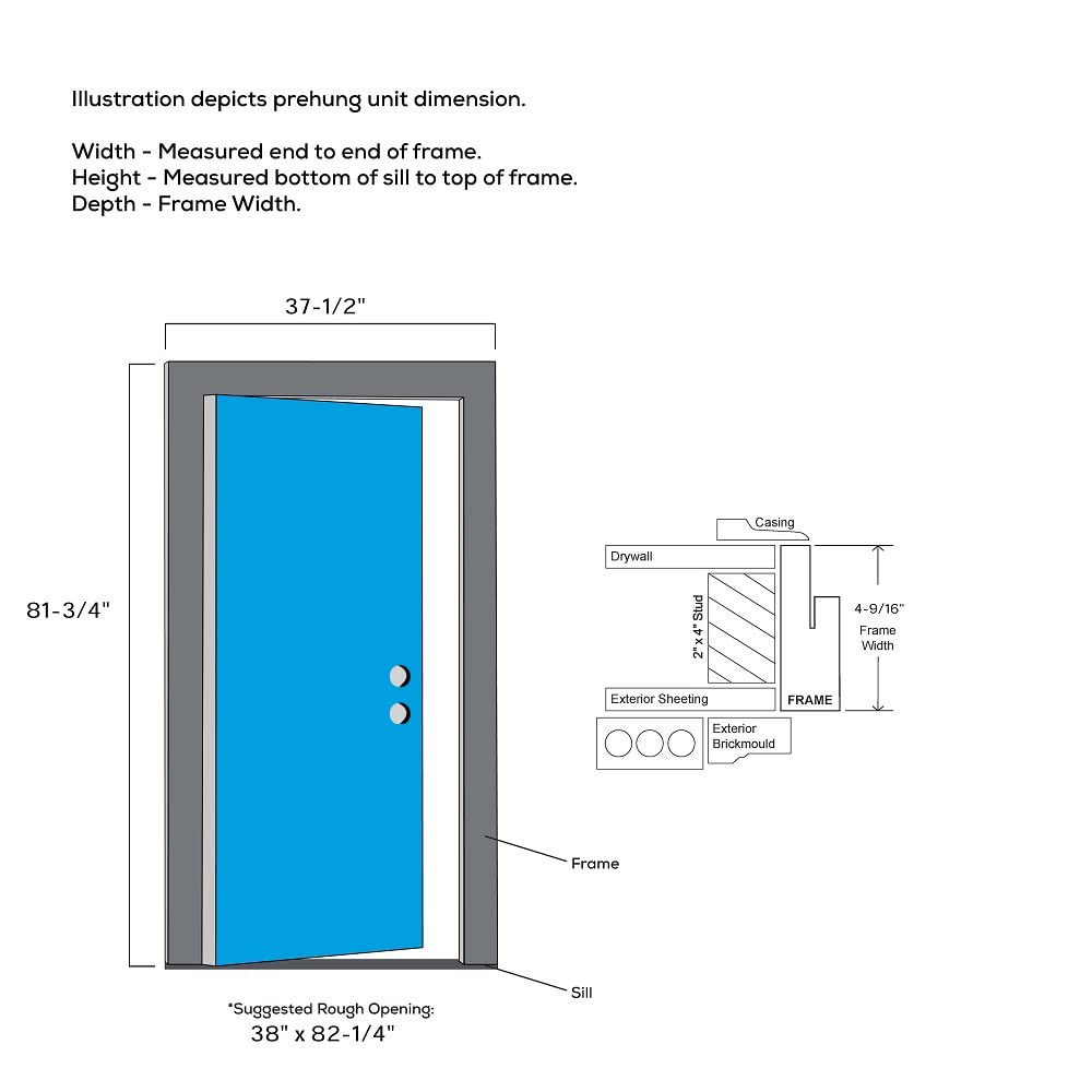 Steel Primed Left-Hand Inswing 1/2 Lite 2-Panel Prehung Front Door 36" x 80" W535