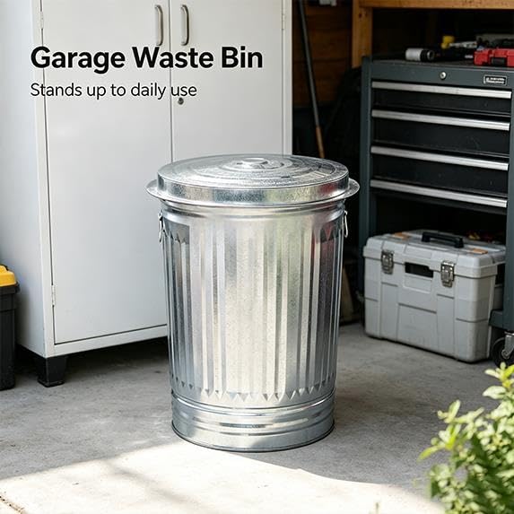 31-Gallon Galvanized Steel Trash Can with Lid S468077
