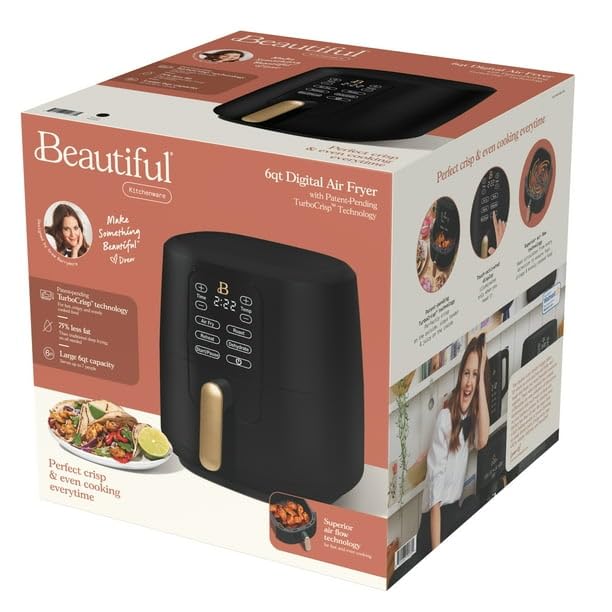 6 Qt Air Fryer with Touch-Activated Display, Black F50322