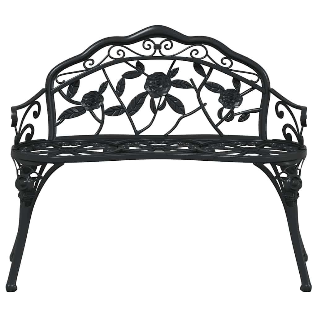 Cast Aluminum Black Patio Bench with Backrest L31225