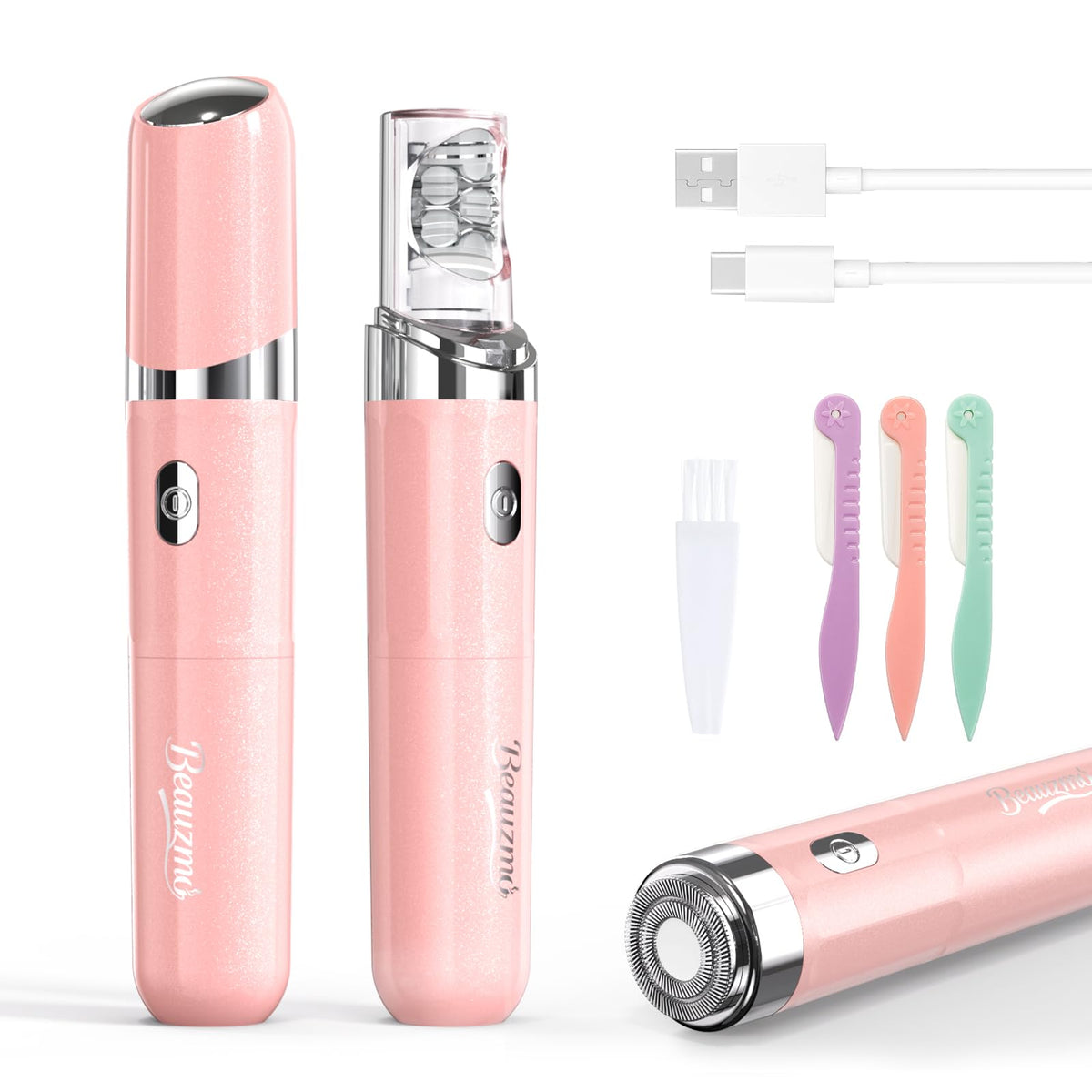2-in-1 USB Rechargeable Portable Electric Facial Hair Remover X38923