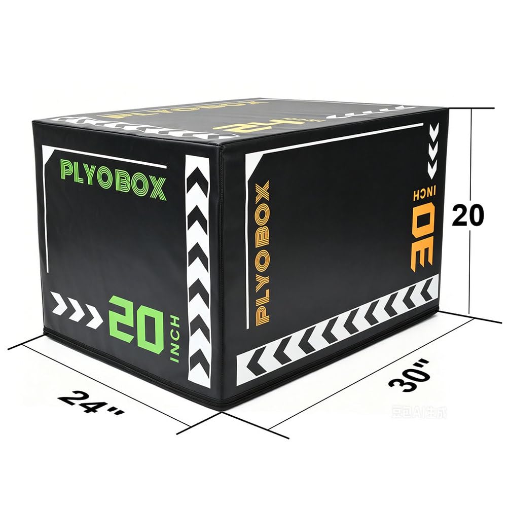 3-in-1 Foam Plyometric Jump Box, 20/24/30 Inch Plyo Box with Non-Slip PVC Cover O718876