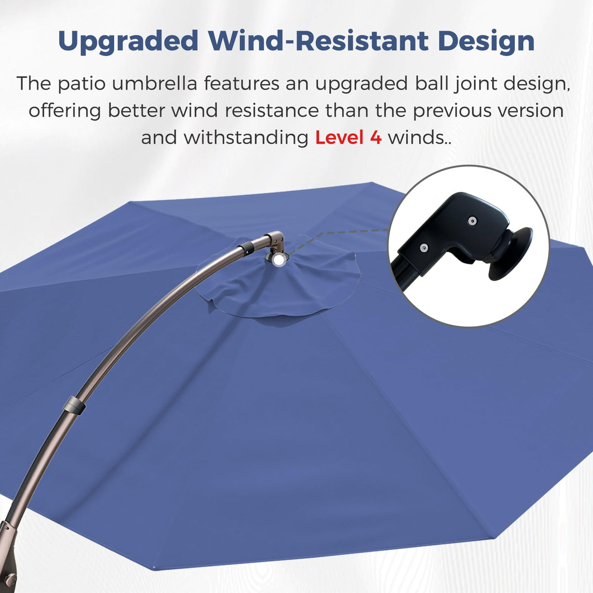 12FT Cantilever Round Umbrella with Base & Cover Navy Blue L49439