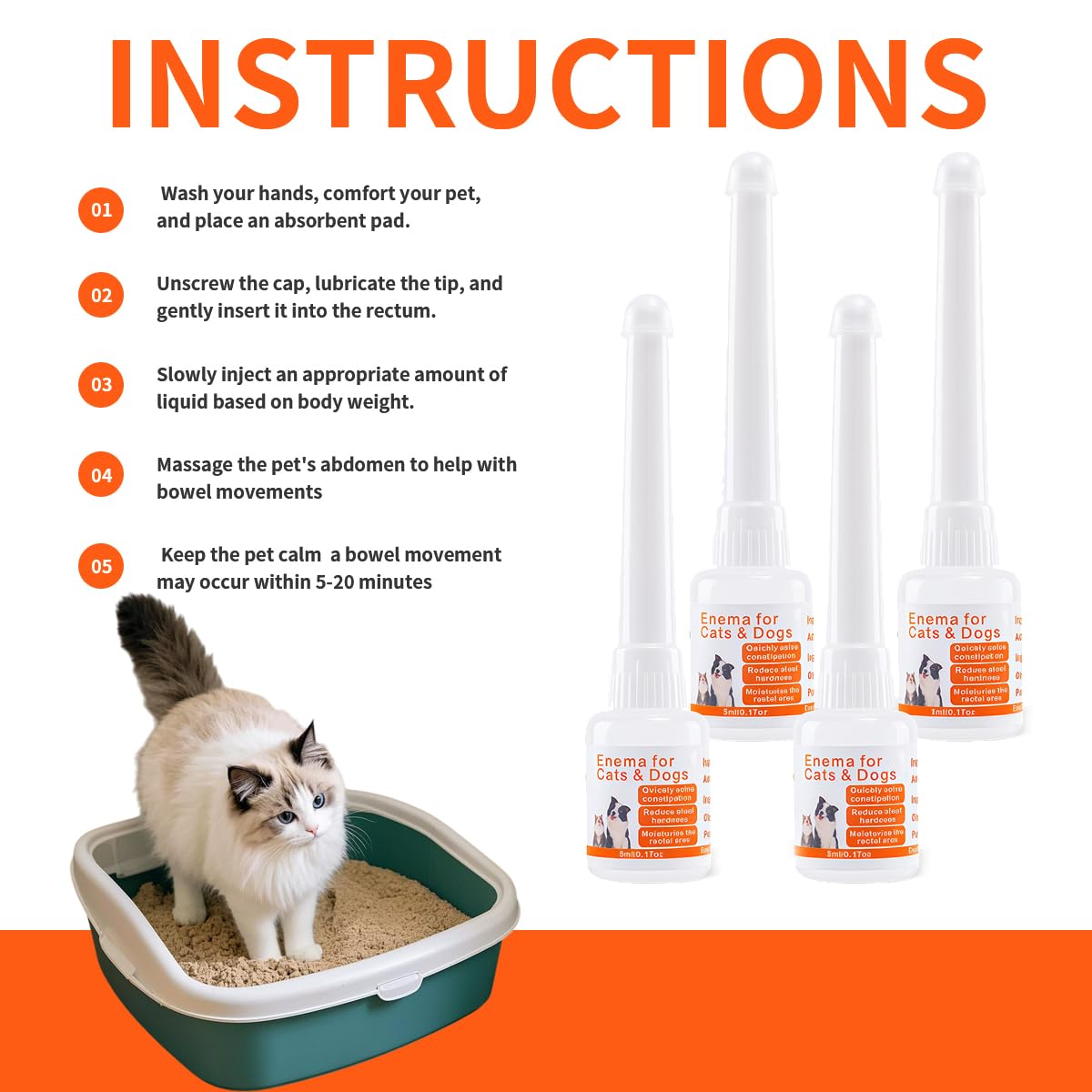 Disposable Enema for Cats & Dogs 5 mL 4 Pack I4331