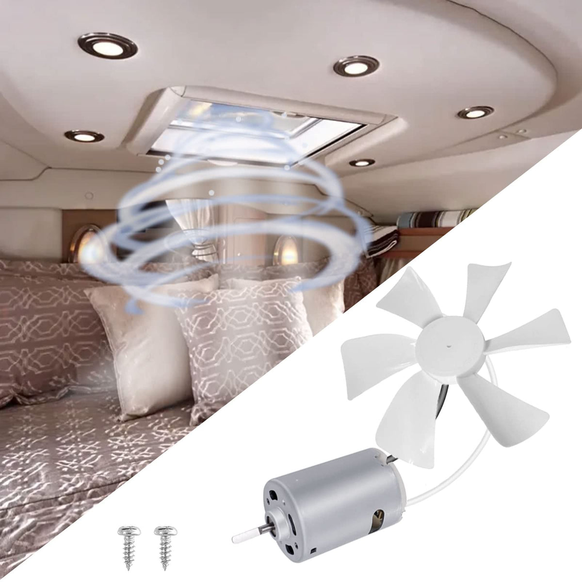 3 Packs 14" White RV Roof Vent Cover Replacement with 6" Fan Blade and 12 Volt Motor U25901