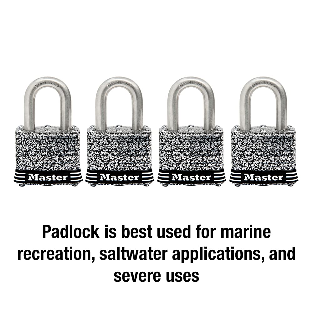 Stainless Steel Outdoor Padlock with Key, 4 Pack Z4462