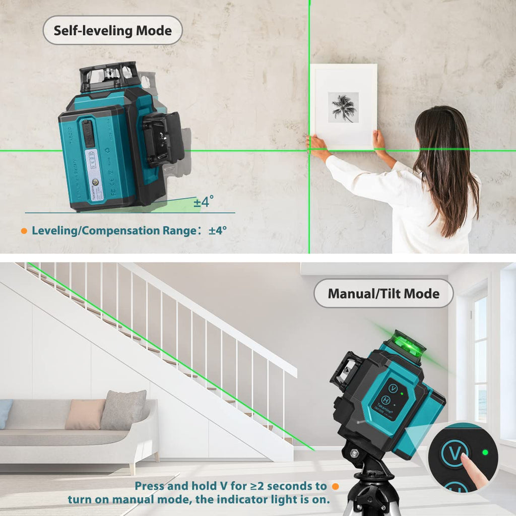 Green 3x360° 12 Lines Self Leveling Laser Level Q534099
