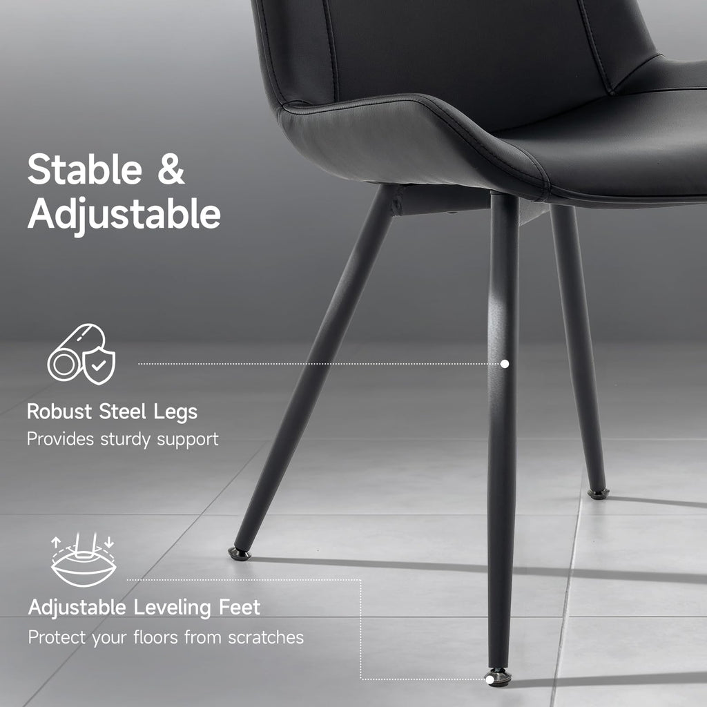 Black PU Leather Dining Chairs Set of 2 P898