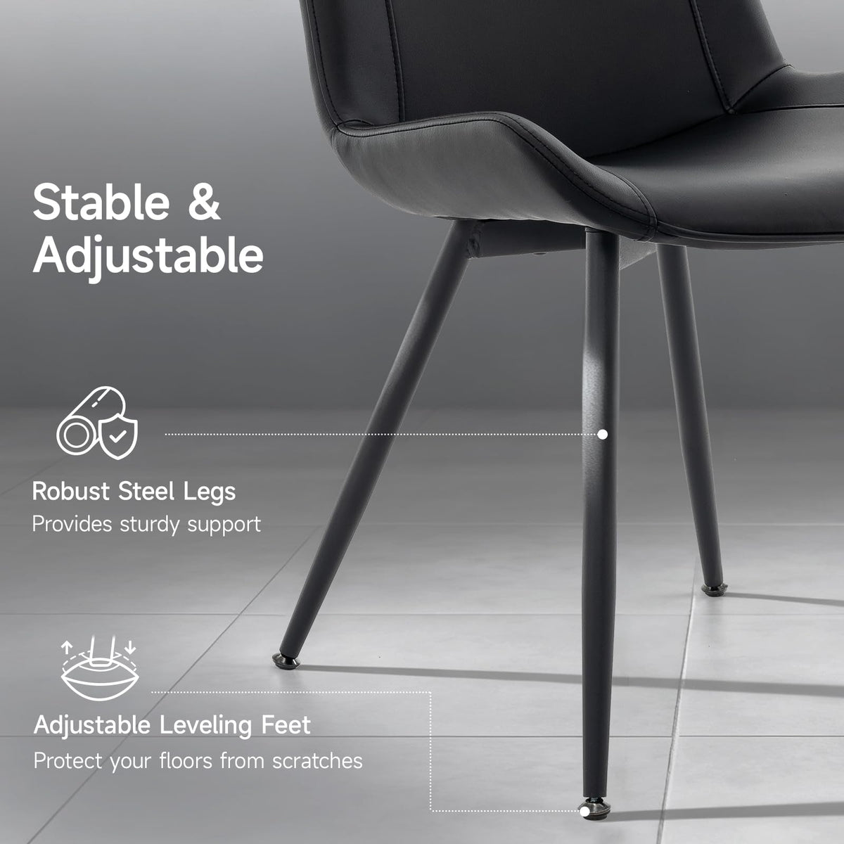 Black PU Leather Dining Chairs Set of 2 P898
