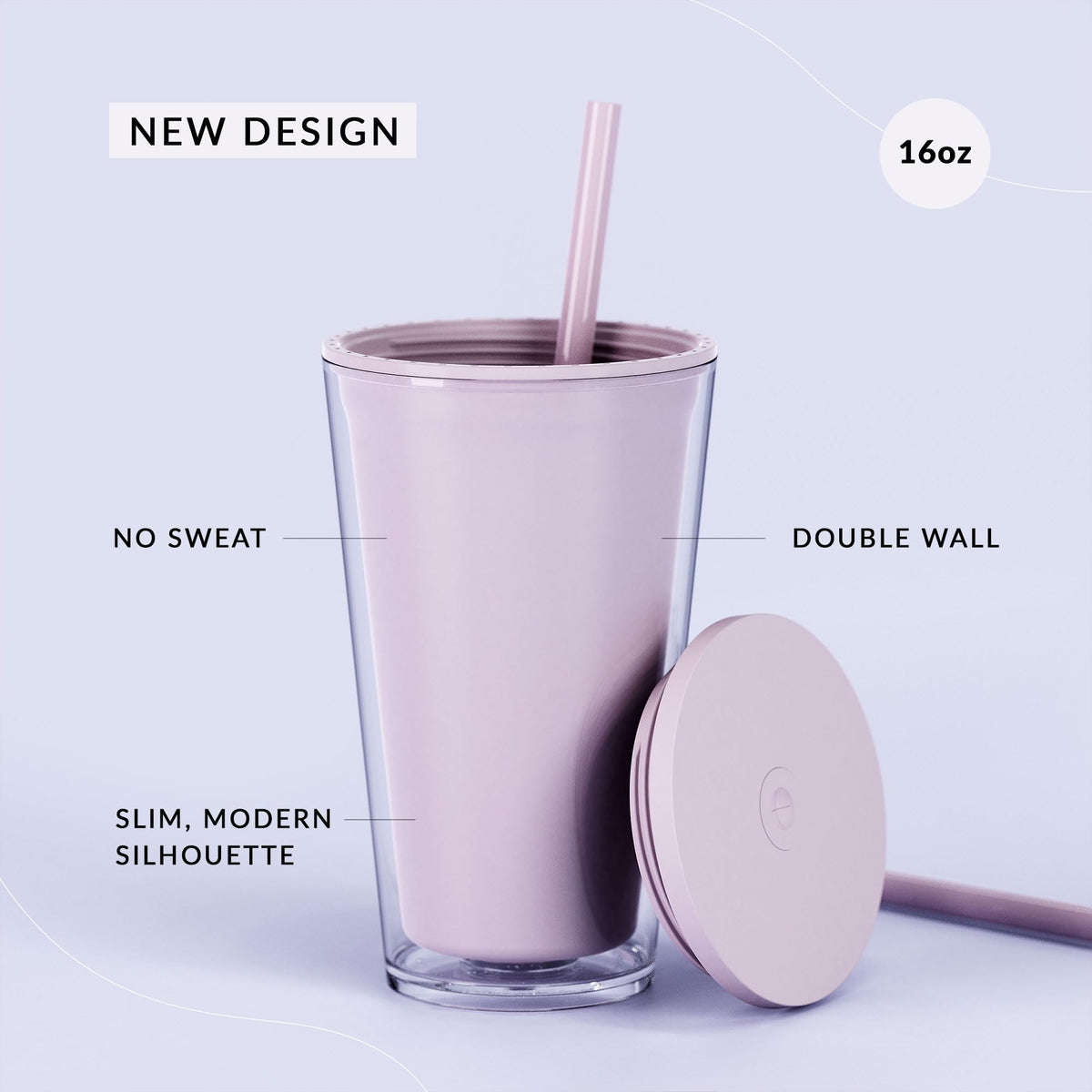 Clear 16oz Insulated Acrylic Tumbler with Lid and Straw, 2 Pack K303436