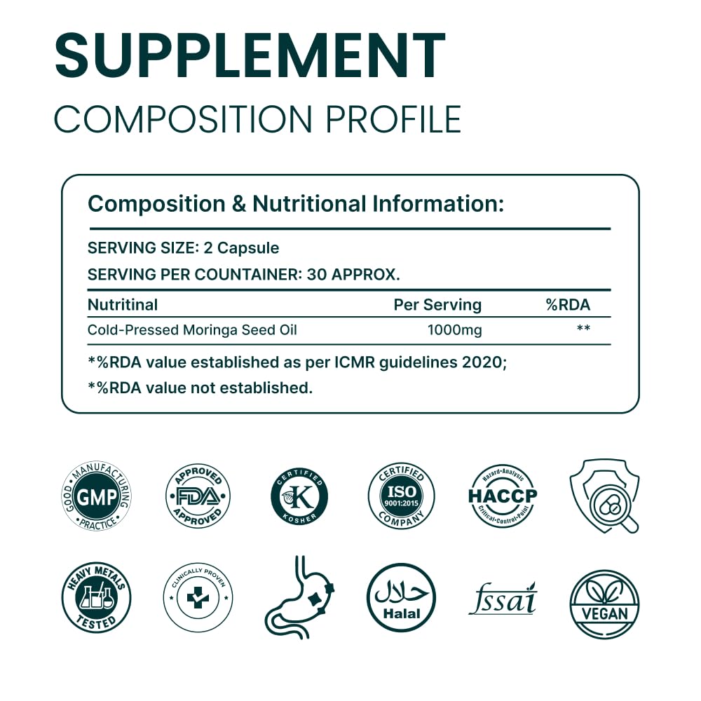 Moringa Seed Oil 1000mg 60 Capsules Q1198