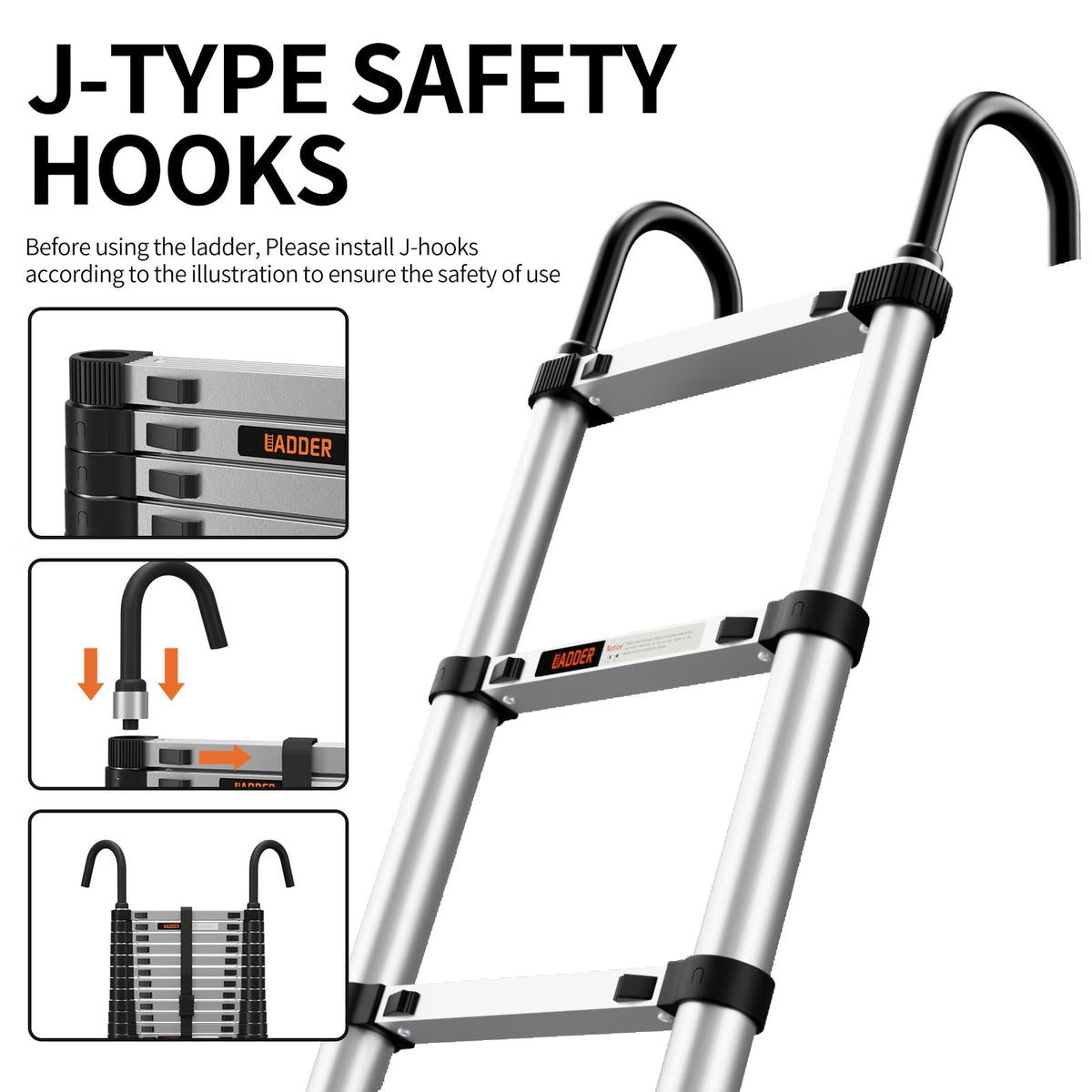 Telescoping Aluminum Ladder 330lbs Max Capacity B866300