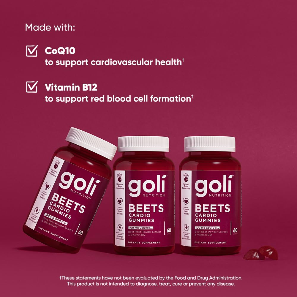 Beets Cardio Gummy 60 Count CoQ10 Beet Root Extract Vegan Gluten-Free R492404