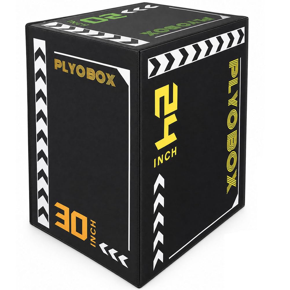 3-in-1 Foam Plyometric Jump Box, 20/24/30 Inch Plyo Box with Non-Slip PVC Cover O718876