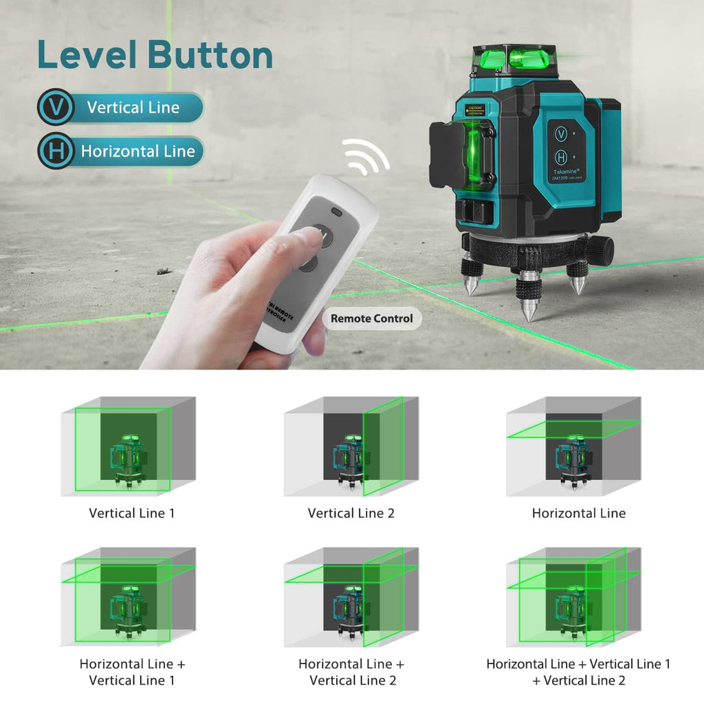 Green 3x360° 12 Lines Self Leveling Laser Level Q534099