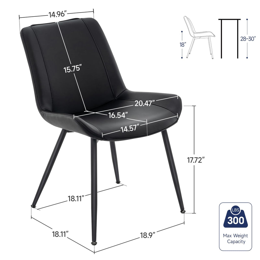 Black PU Leather Dining Chairs Set of 2 P898