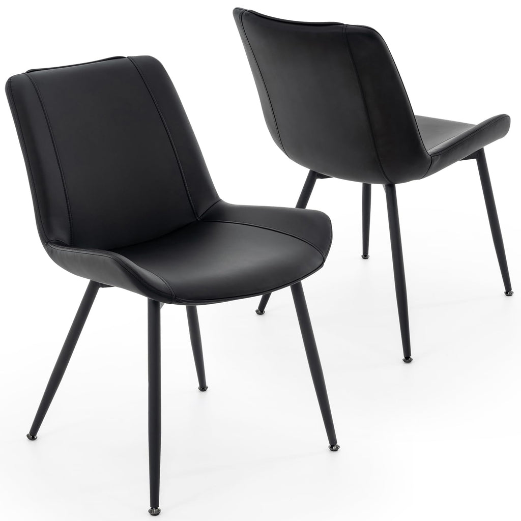 Black PU Leather Dining Chairs Set of 2 P898