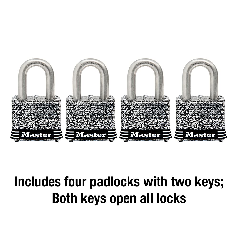 Stainless Steel Outdoor Padlock with Key, 4 Pack Z4462
