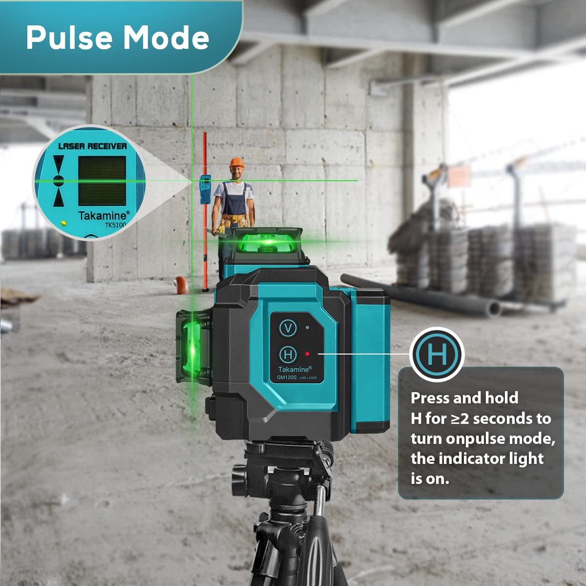 Green 3x360° 12 Lines Self Leveling Laser Level Q534099