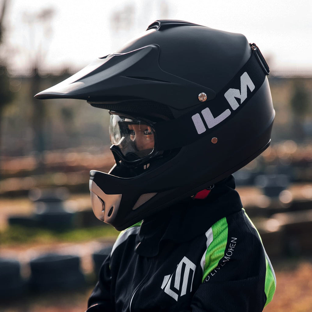 Youth Kids Full Face Motocross Helmet Matte Black L8182