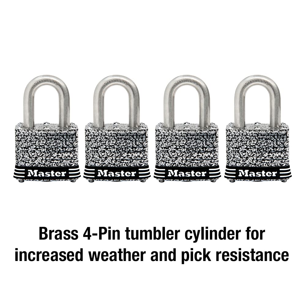 Stainless Steel Outdoor Padlock with Key, 4 Pack Z4462