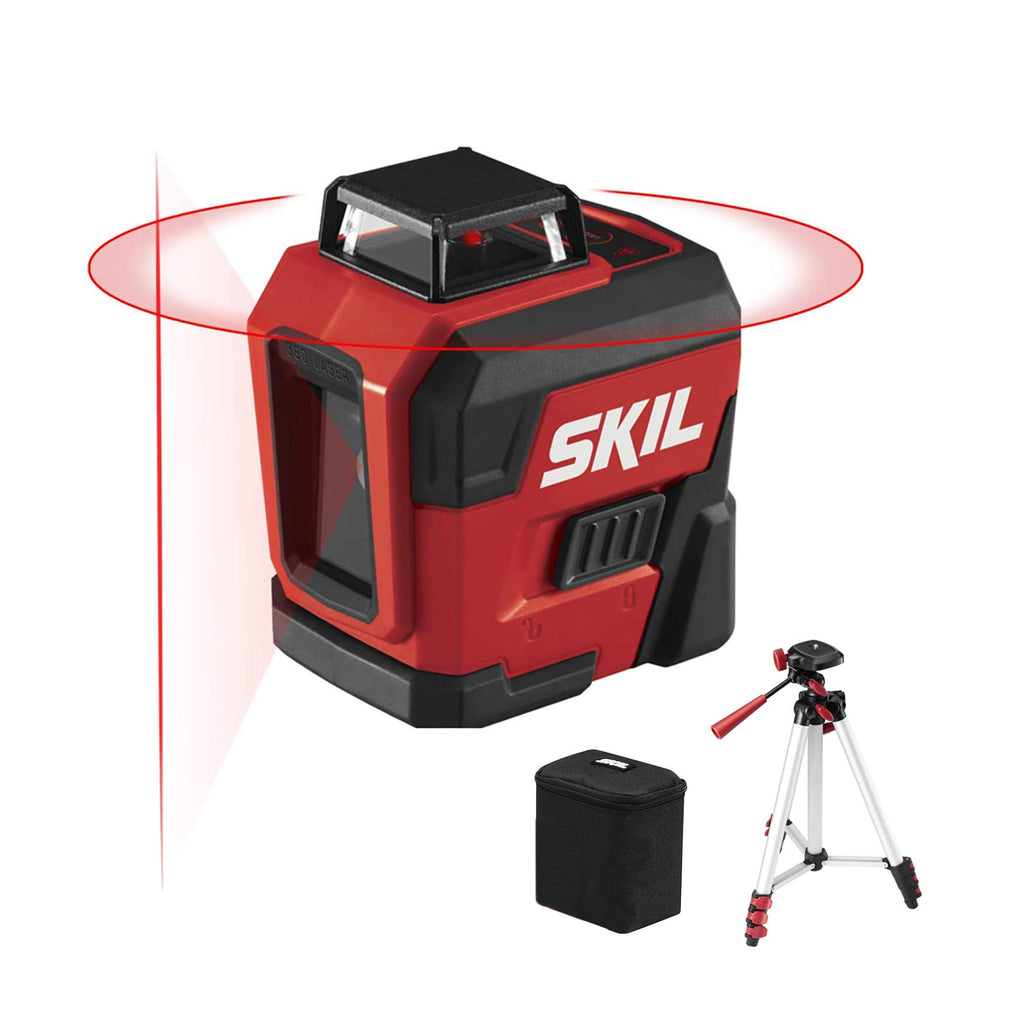 65ft. Red Self-Leveling Cross Line Laser Level with Tripod & Carry Bag X107379