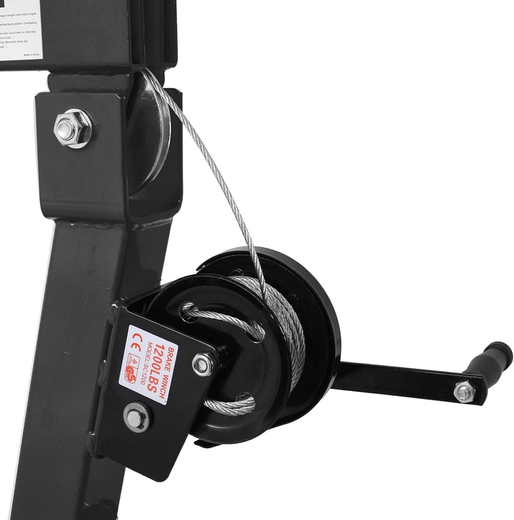 Hydraulic Pickup Truck Crane with Hand Winch, 2000 lb Capacity, 360° Rotation, Black N652