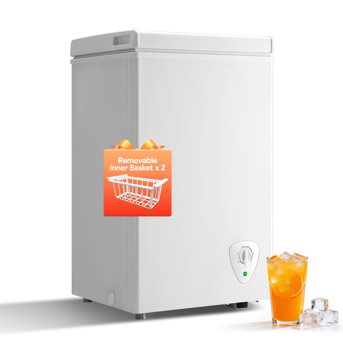 White 2.2 Cu Ft Chest Freezer with Storage Baskets U599716
