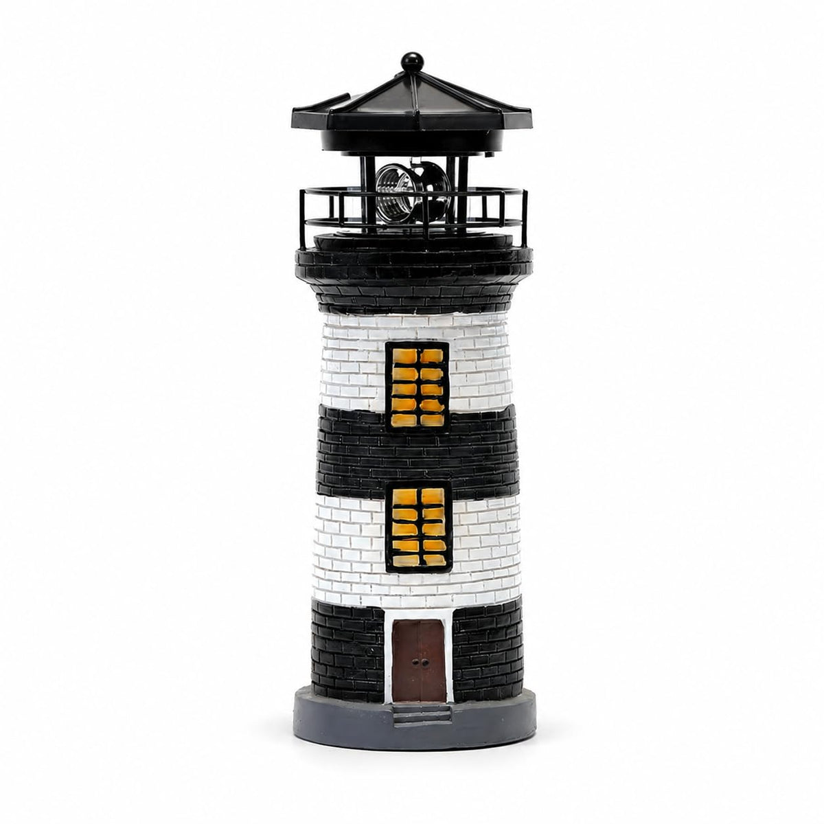 Solar Lighthouse Garden Light, Resin Outdoor Lighthouse Ornament with Rotating LED Beacon U23816