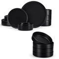 Stoneware Dinnerware Set, 12-Piece Plates and Bowls, Set of 4, Matte Black I7466