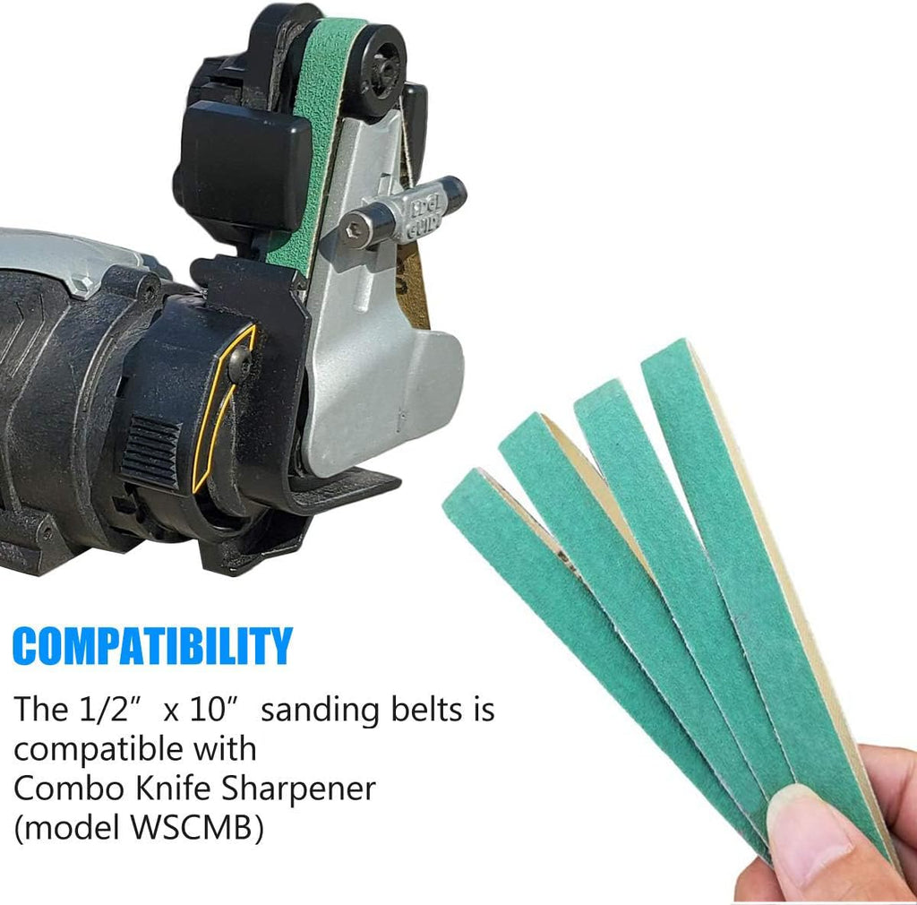 24 Pack 1/2" x 10" Replacement Knife Sharpener Sander Belt Kit 80/120/240/400/1000/1200 Grits P8391