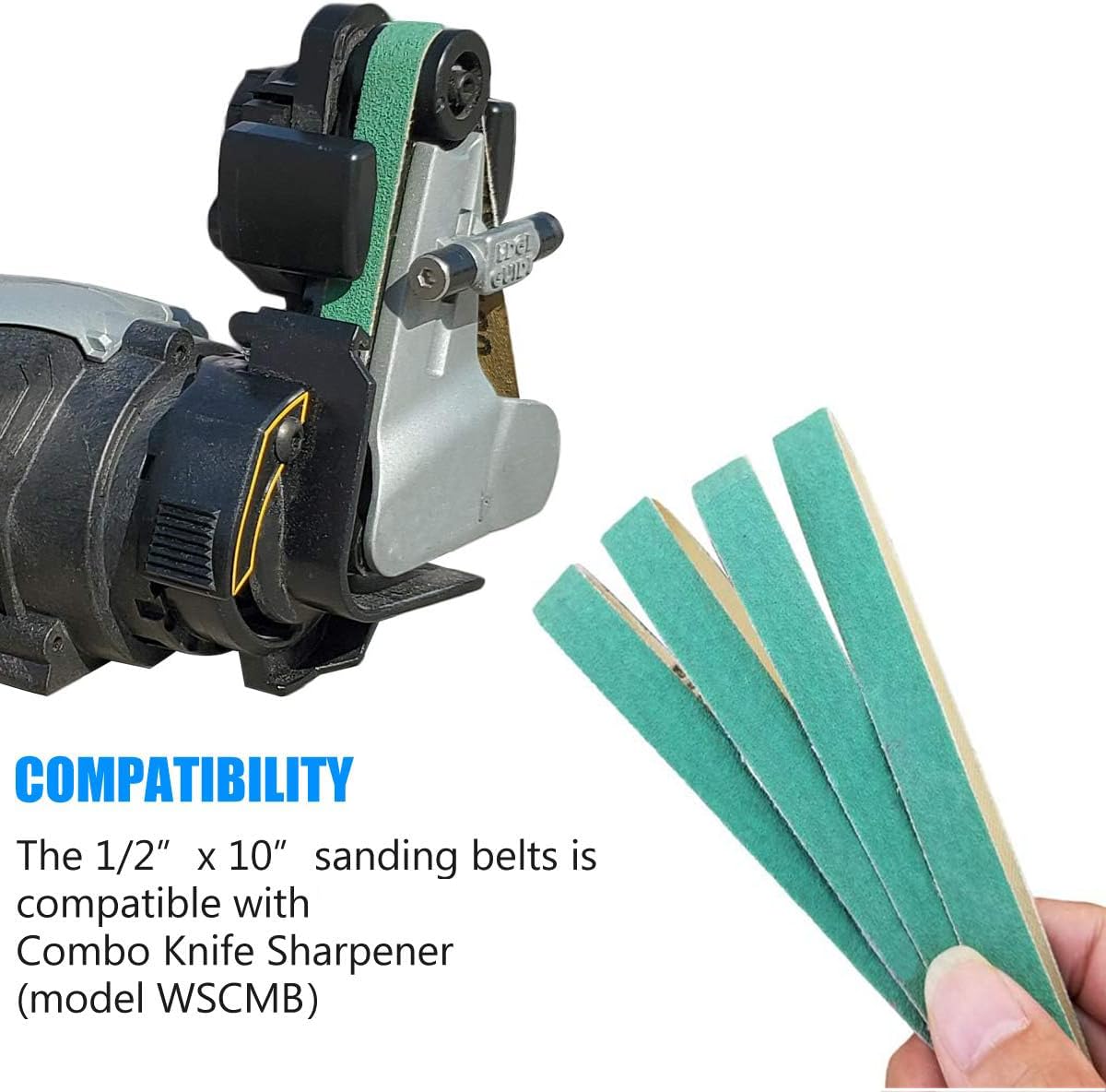 24 Pack 1/2" x 10" Replacement Knife Sharpener Sander Belt Kit 80/120/240/400/1000/1200 Grits P8391
