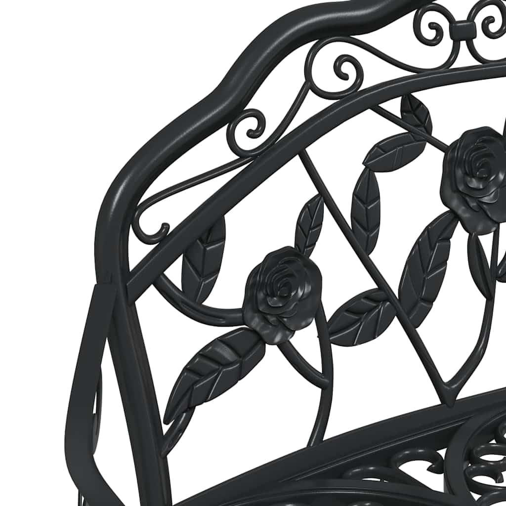 Cast Aluminum Black Patio Bench with Backrest L31225